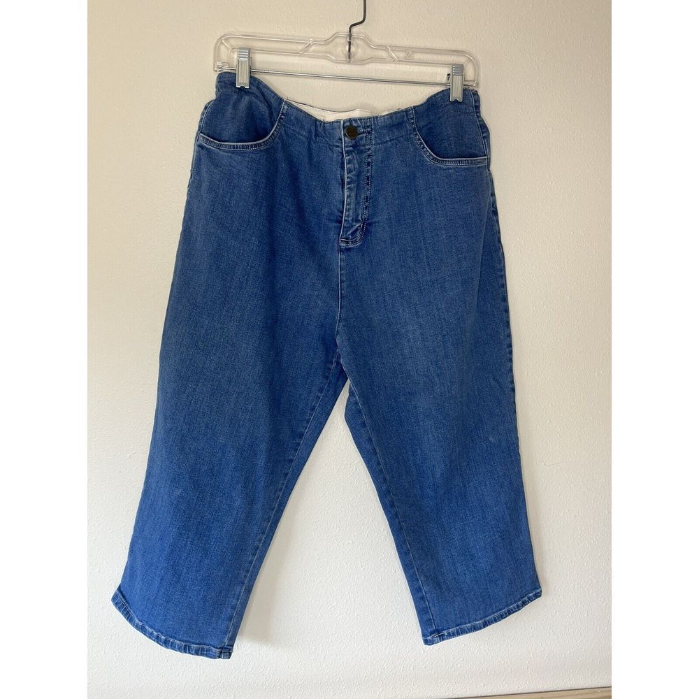 Dream Jeans Womens Capris Size 14 Petite‎ Blue Pull On Jeans